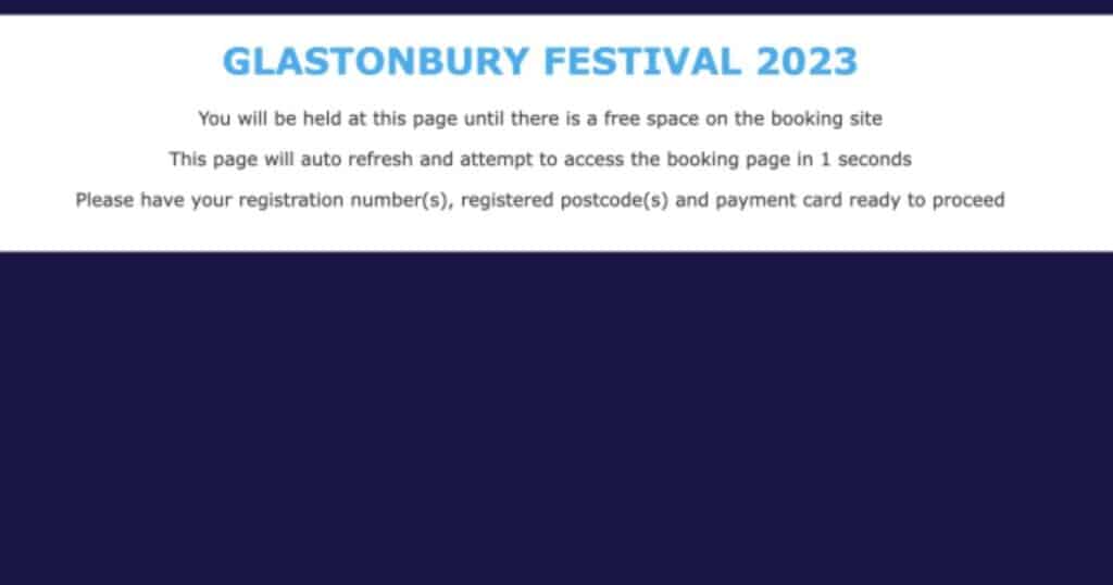 Glastonbury Tickets 2023 holding page